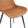 4pcs Disassembled PU Iron Pipe Curved Dining Chair Brown