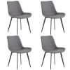 4pcs Disassembled PU Iron Pipe Curved Dining Chair Black