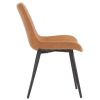 4pcs Disassembled PU Iron Pipe Curved Dining Chair Brown
