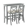 TOPMAX Farmhouse 48"Rectangular Wood Bar Height Dining Set Kitchen Breakfast Nook with 2 Chairs for Small Places,Gray