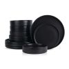 12-Piece Round Dinnerware Set, Black