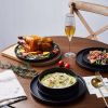12-Piece Round Dinnerware Set, Black