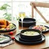 12-Piece Round Dinnerware Set, Black