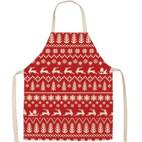 Christmas Apron Linen Oil-proof Anti-fouling Gingham Check Ginger Cake Household Bib Halter (Option: 6style-55x68cm)